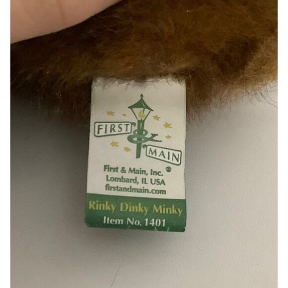 Rinky Dinky Minky Teddy Bear Plush First & Main Plush 7" Red Bow Hand Held - Picture 4 of 6